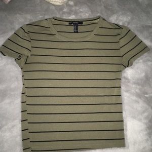 CROPPED FOREVER 21 STRIPED FITTED TEE